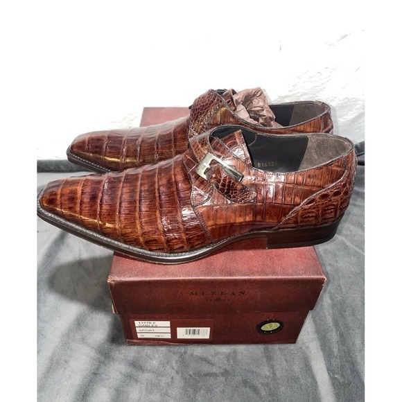 Mezlan Gables 13778-F Cognac Alligator Monk Strap 8.5M Handmade Spain NIB Shoes - Picture 4 of 10